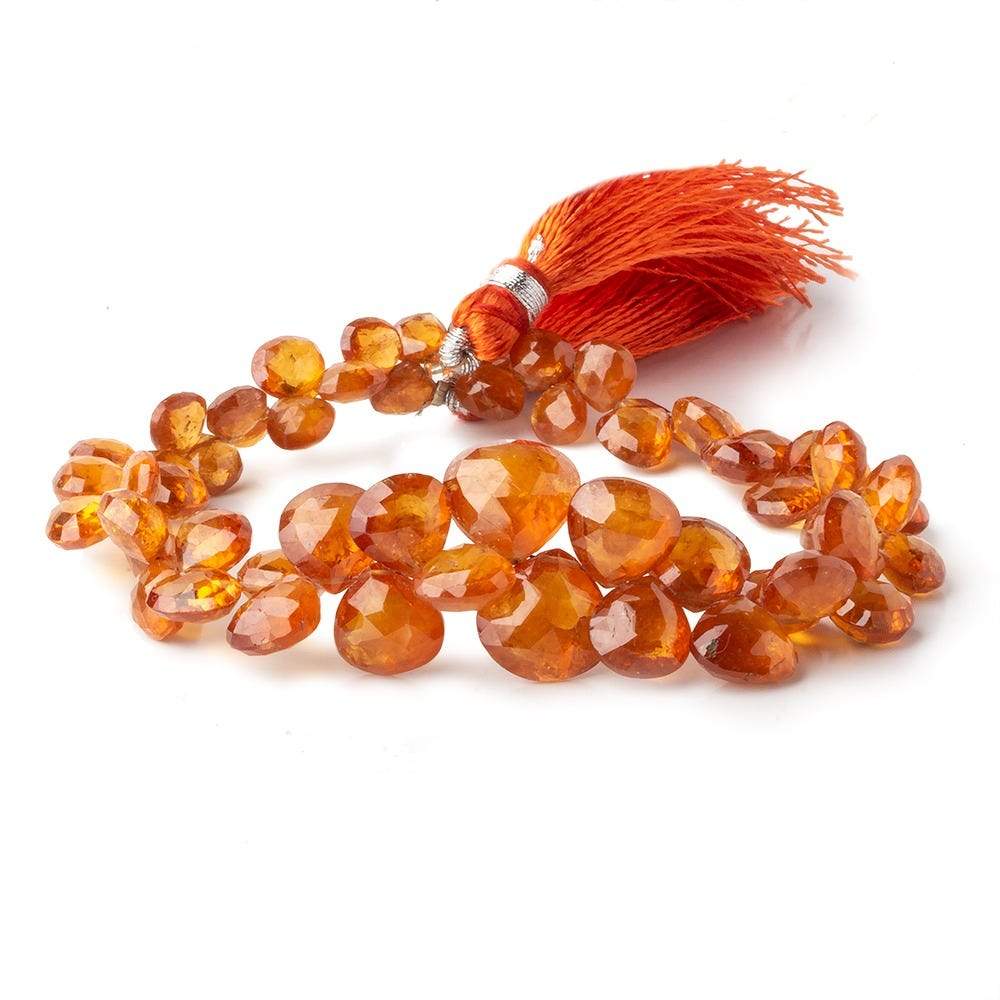 6x6-10.5x10.5mm Mandarin Garnet Faceted Heart Beads 7.5 inch 55 pieces AAA