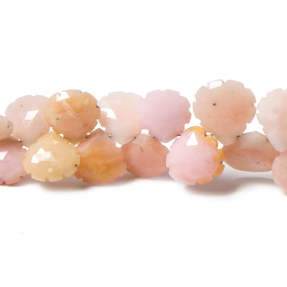 6x6-13x13mm Pinnk Peruvian Opal Scallop Edge Hearts 6.75 inch 38 beads