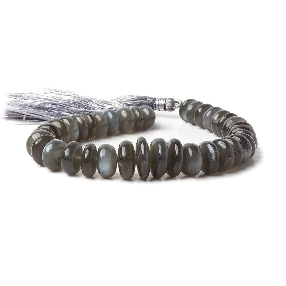 7-14mm Platinum Moonstone Plain Rondelle Beads 8 inch 37pcs