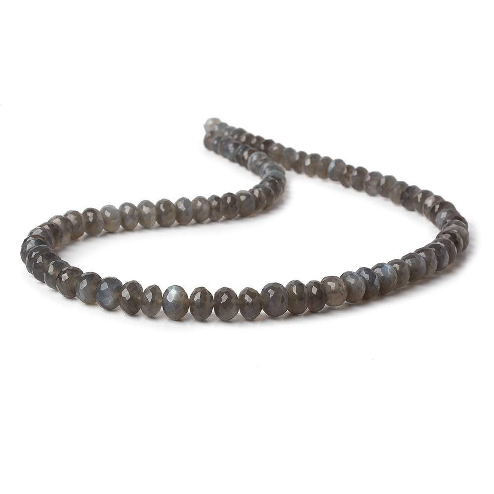 7-7.5mm Platinum Grey Moonstone Faceted Rondelles 16 inch 78 beads A