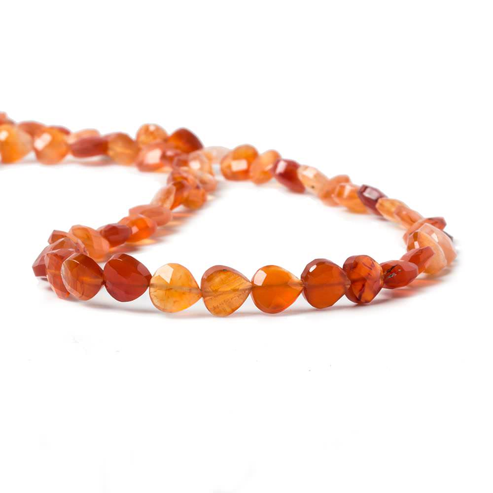 7-8mm Carnelian Straight Drilled Faceted Heart Beads 14.5 inch 52 pieces