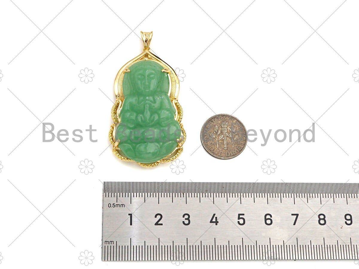 Green Jade Guan Yin Pendant, Sku#U1097