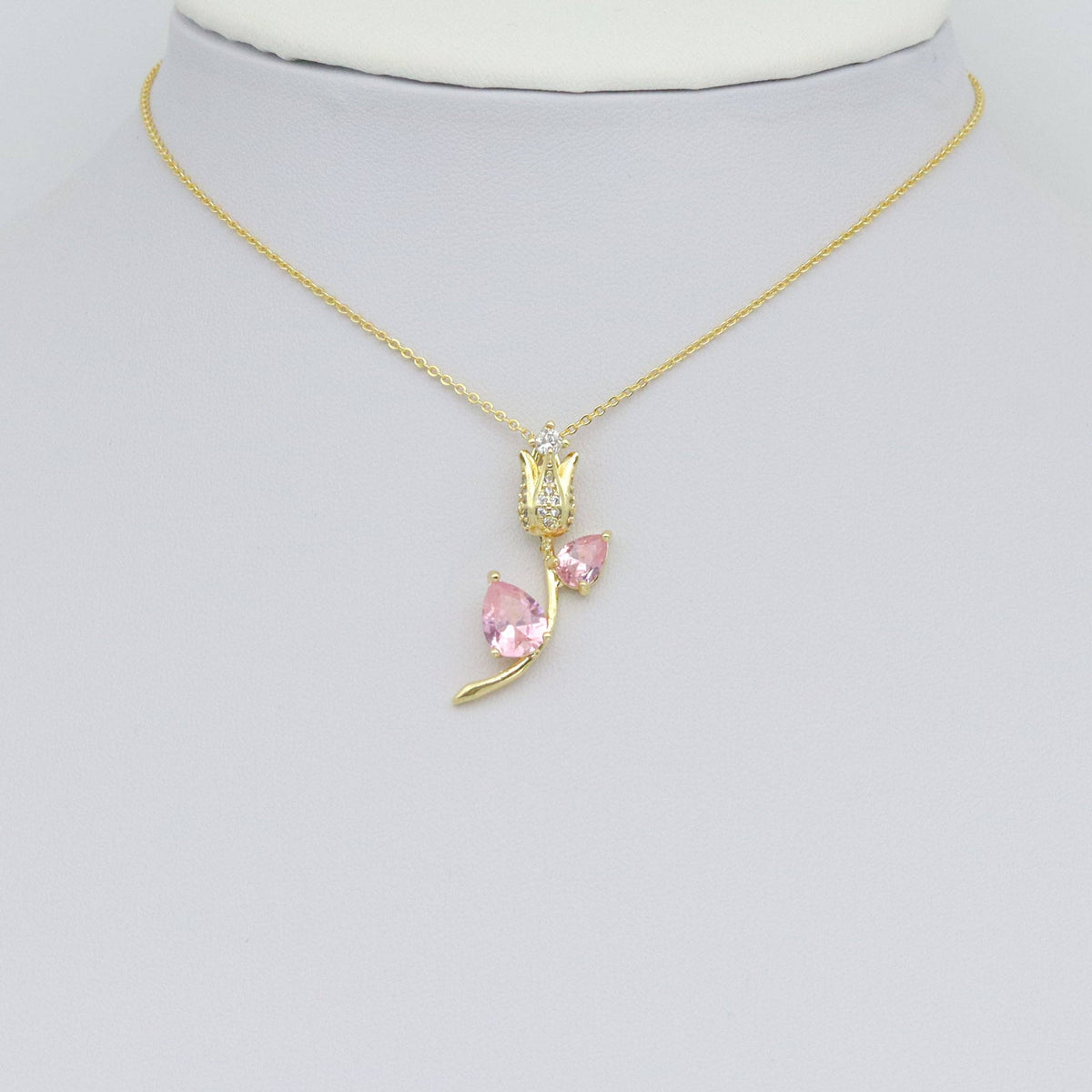 CZ Crystal Tulip Flower Charm Pendant, Sku#Lk1057
