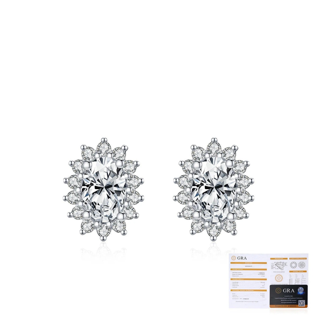 Floral D-Color VVS1 Moissanite Stud Earrings & Cross Necklace Set in Sterling Silver