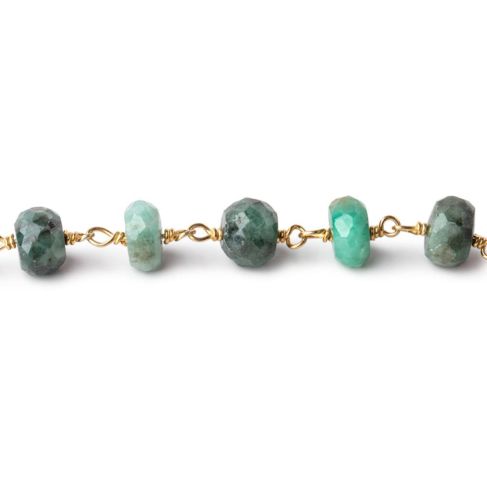8-8.5mm Brazilian Emerald faceted rondelles on Vermeil Chain
