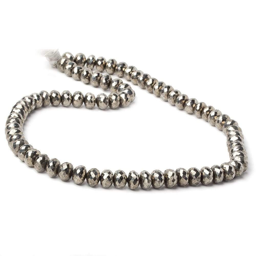 7.5mm White Pyrite faceted rondelle beads 15 inch 74 pieces AAA