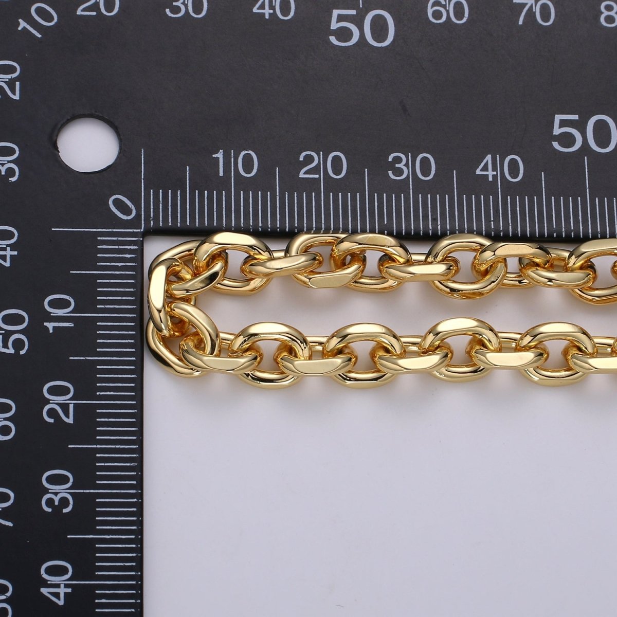7.5X9mm 24K Gold Plated CABLE Chain Sold by Yard, Unfinished Chain For Necklace Bracelet Anklet Component Supply | ROLL-00496