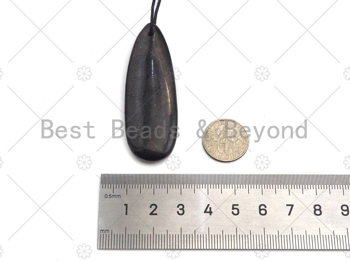 Drop Shape Shungite Pendant for EMF Protection, Shungite Authentic Stone, Healing Energy Pendant, Meditation, Protection,20x60mm, sku#U989