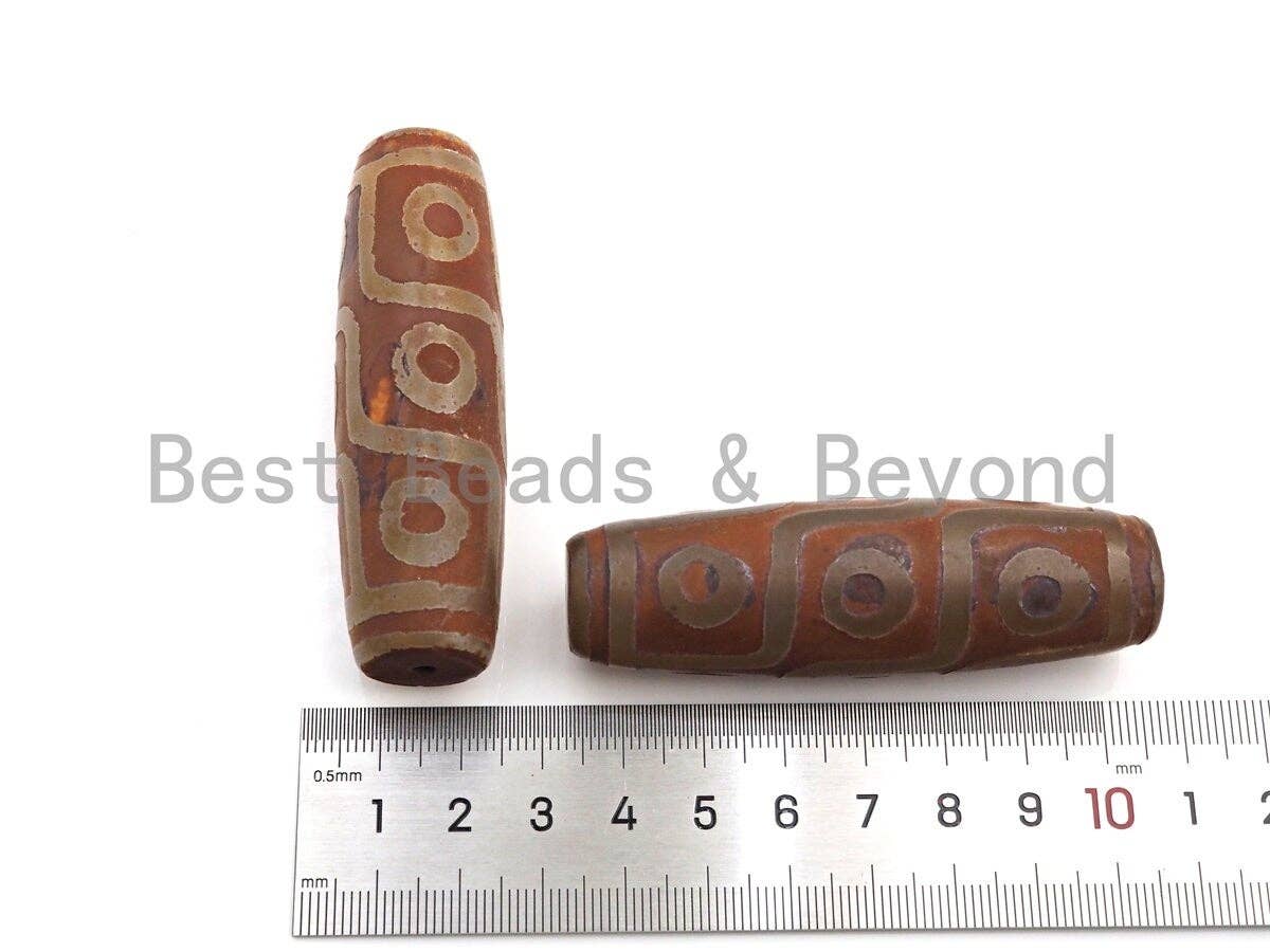Mega Size Natural Tibetan Agate Beads, 22x72mm Focal Barrel Shape Brown Tibetan Agate Bead, DZI Agate, sku#U892