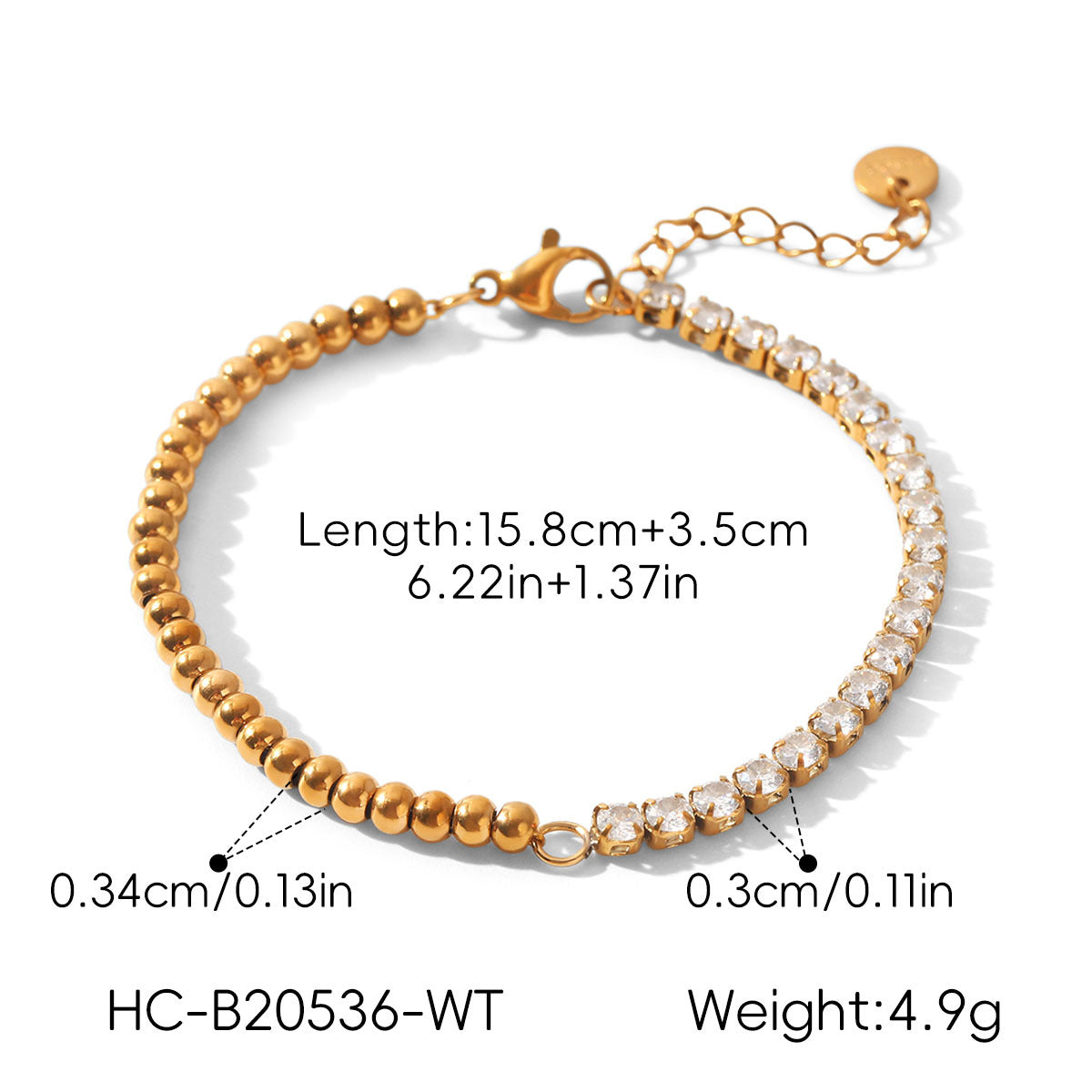 18k Gold-colored Stainless Steel Zircon Bracelet That Wont Fade