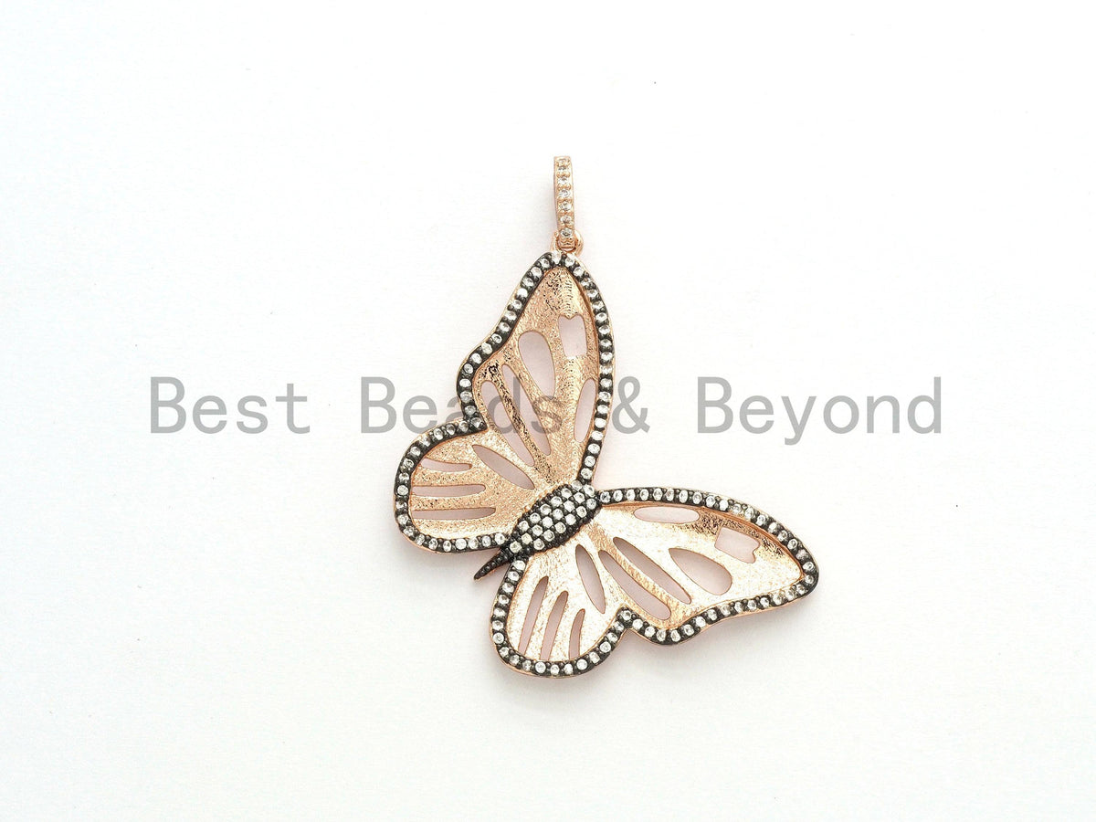 Large CZ Micro Pave Butterfly Pendant, sku#F557