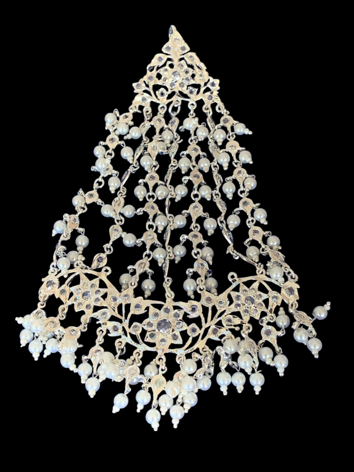 JTK13 Hira jhoomar tika in silver plating ( READY TO SHIP )