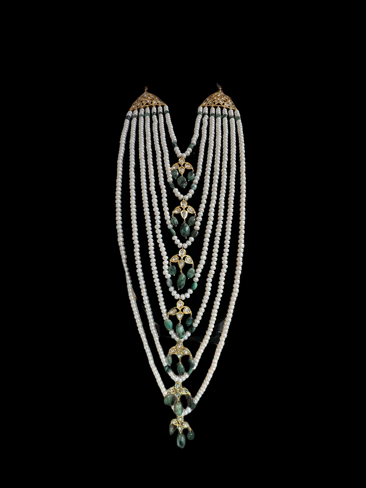 BR310 Bridal jadavi lacha , satlada in moissanite and emeralds ( SHIPS IN 2 WEEKS )