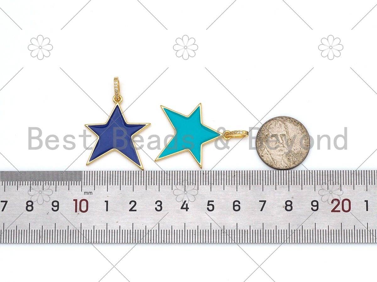 Colorful Enamel Five Point Star Shape Pendant,Sku#ML49c