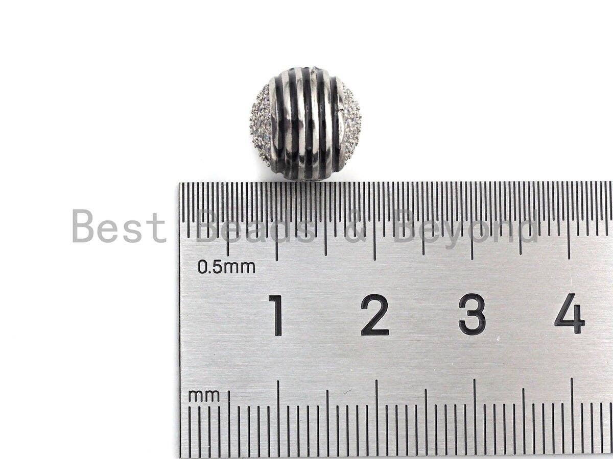 12mm CZ Pave Curved Enamel Line Ball beads, sku#z928c