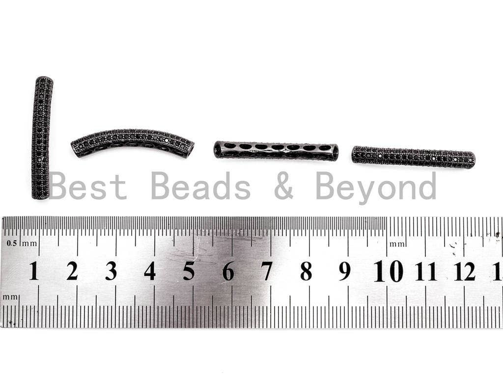 Black CZ Pave Half Full Pave Bar Tube Connector, CZ Pave Connector, Spacer Tube, 4x32mm,sku#G310