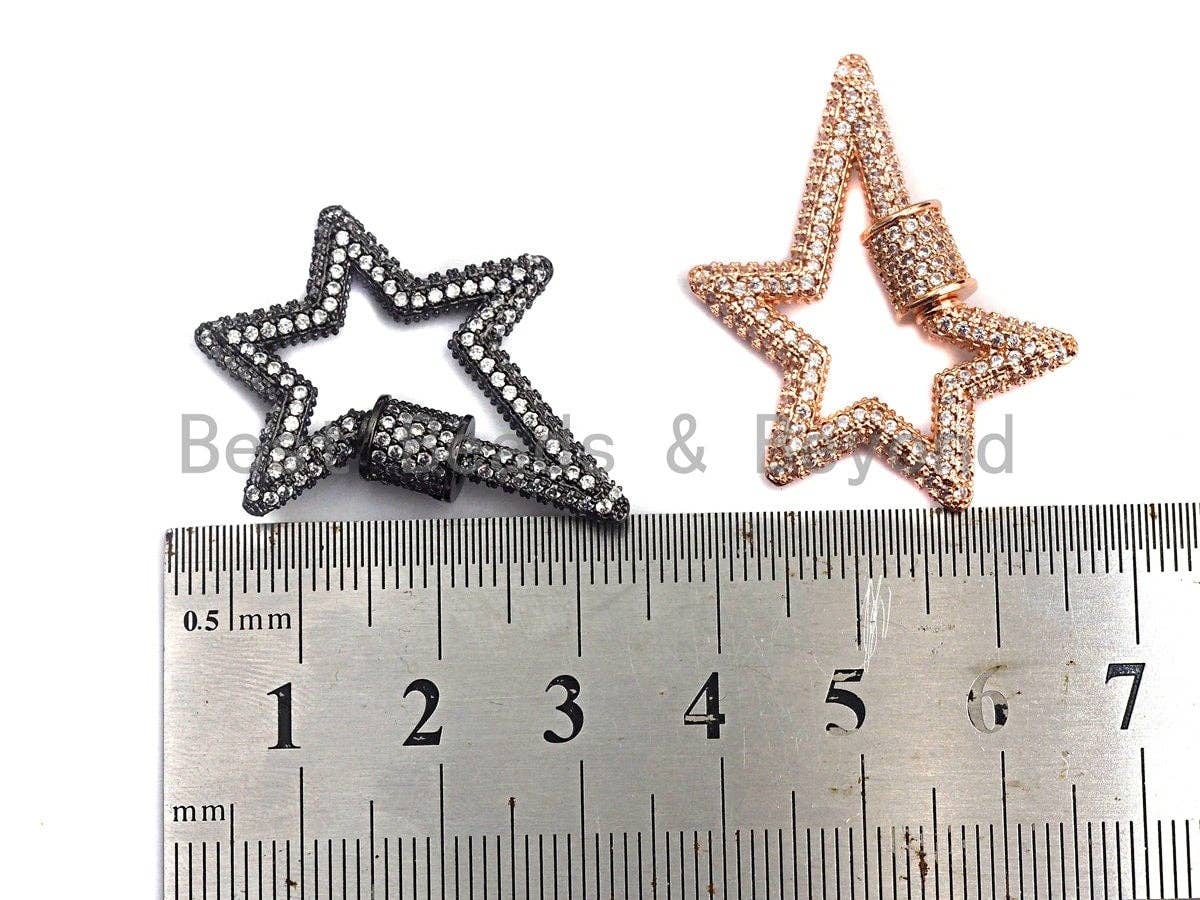 Fully Cz Micro pave Star Clasp, CZ Pave Clasp, Gold/Silver/Rose Gold/Gunmetal Carabiner Clasp, 33x24mm, sku#K75