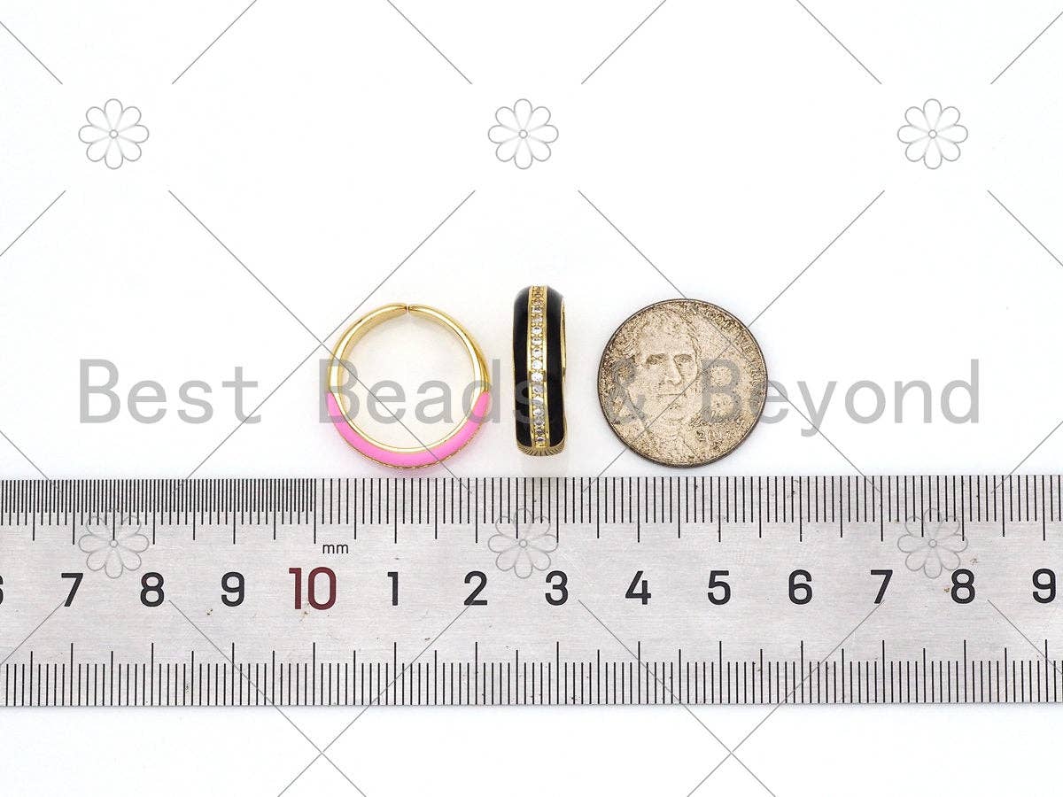 CZ Micro Pave Colorful Enamel Band Adjustable Ring, Sku#X251