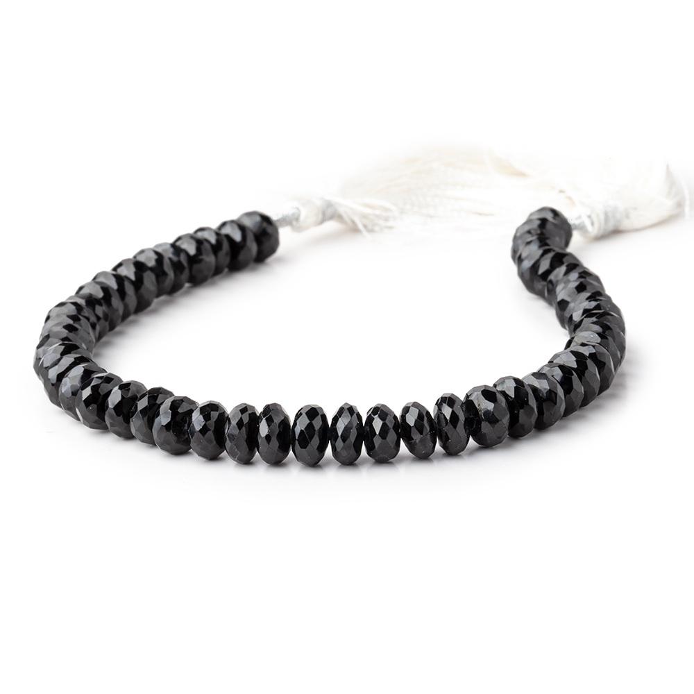 7mm Black Spinel faceted rondelle beads 8 inch 47 beads