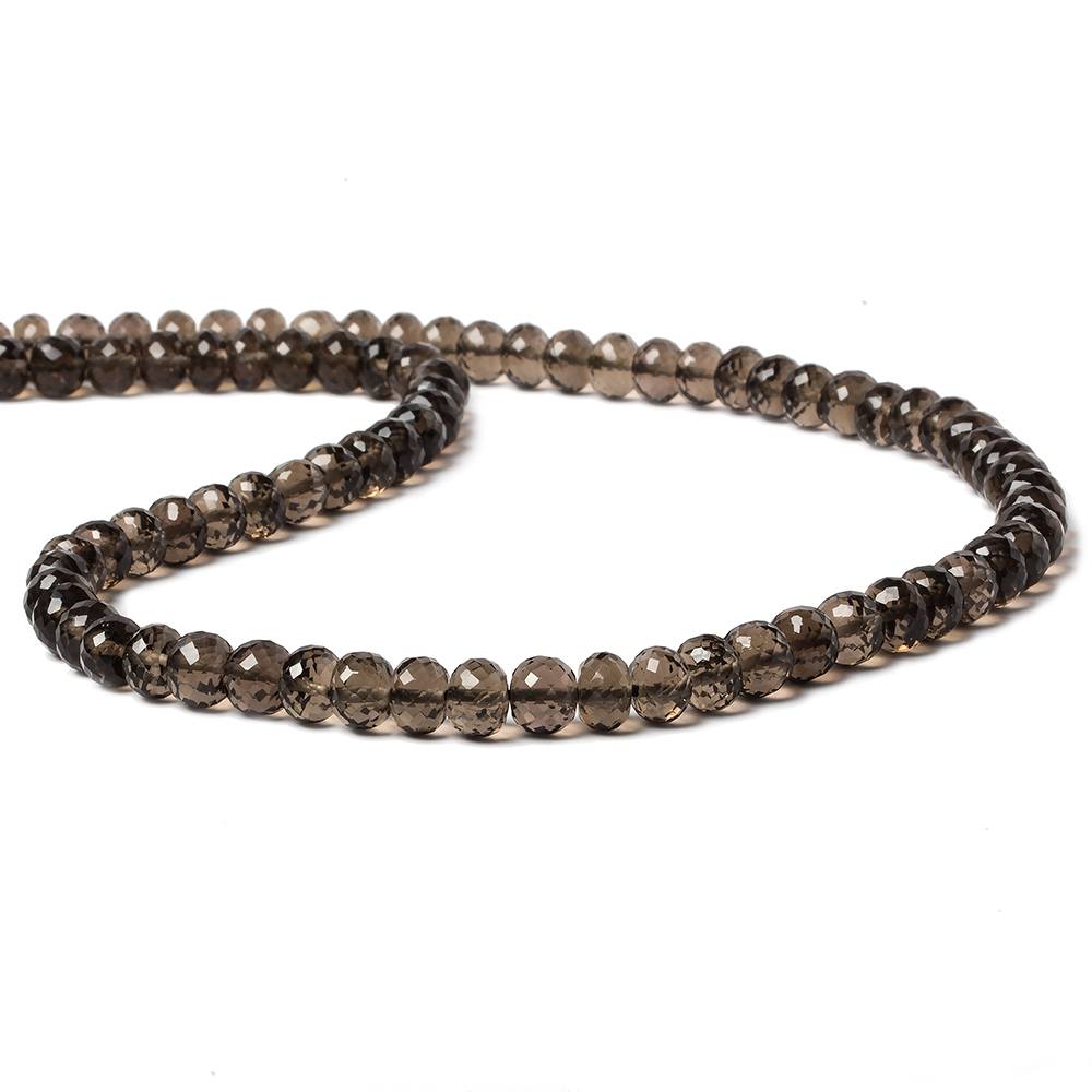 7mm Dark Smoky Quartz Micro-faceted rondelle beads 16 inch 82 pieces