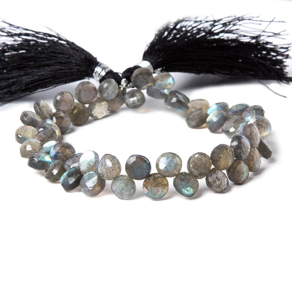 7mm Labradorite Faceted Coin Beads 8.5 inch 50 beads AA Grade