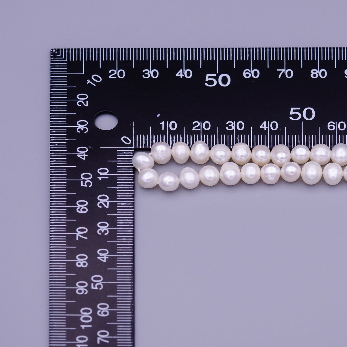 7mm Round Button AAA Freshwater Pearl Natural 62pcs Full Strand | WA-1311 Clearance Pricing