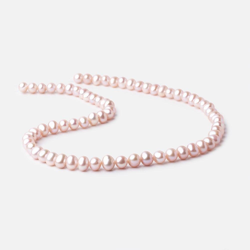 7x6mm Ice Pink Off Round Freshwater Pearl Beads 15.5 inch 70 pieces