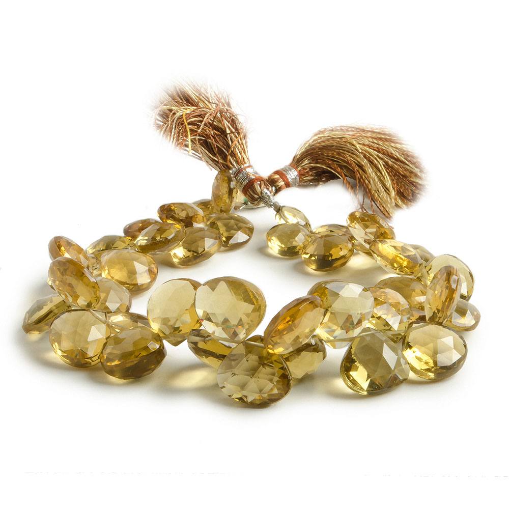 7x7-11x11mm Whiskey Quartz Faceted Heart Beads 8 inch 39 pieces