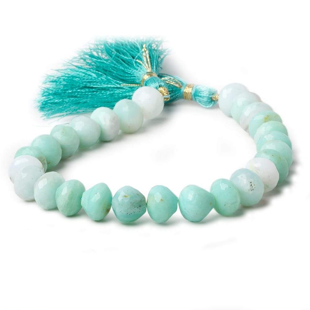 7x9-8x9mm Blue Peruvian Opal Faceted Candy Kiss beads 8 inch 24 beads