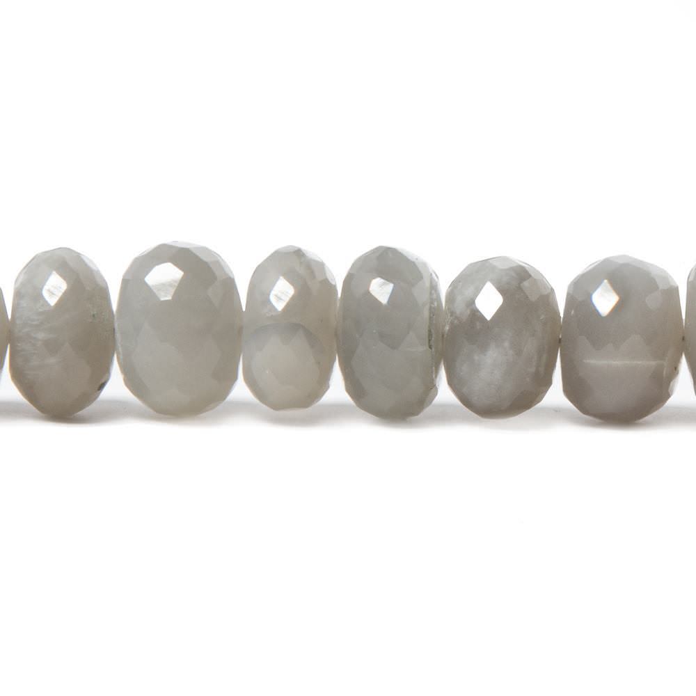 8-11mm Platinum Grey Moonstone faceted rondelles 15 inch 70 beads