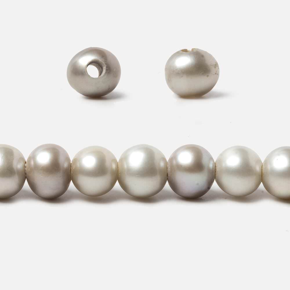 8-8.5mm Silver Off Round Large Hole Freshwater Pearl 16 inch 51 pieces