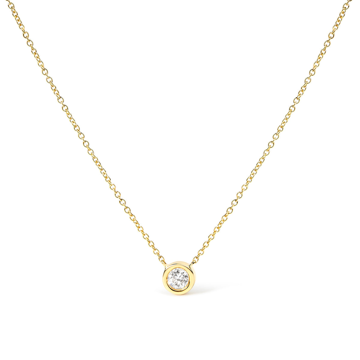 14K White Gold 1/2 Cttw Lab Grown Diamond Modern Bezel-Set Solitaire 16"-18" Pendant Necklace (F-G Color, VS2-SI1 Clarity)