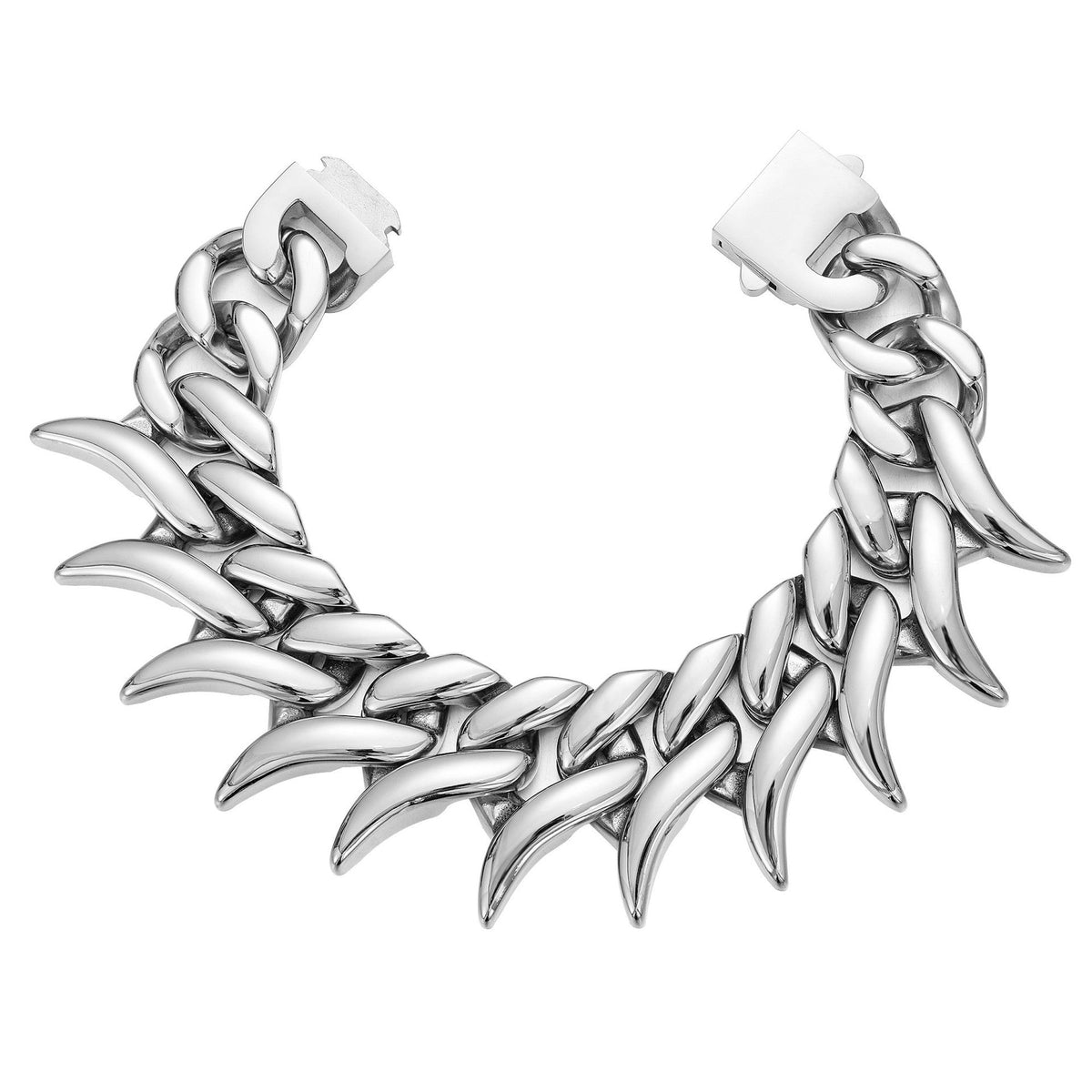 Mens Chunky Hip-Hop Necklace In Cast Stainless Steel And Titanium