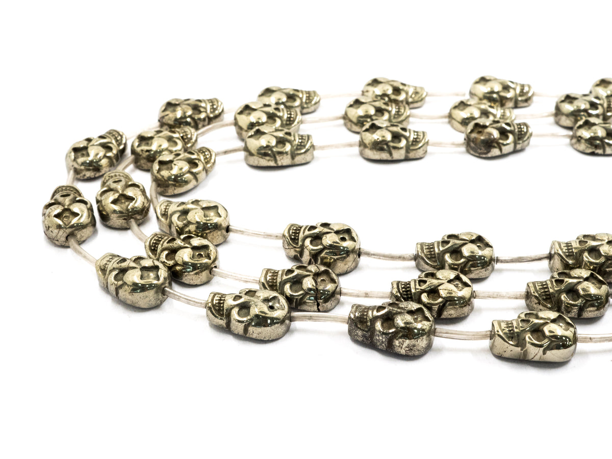 13pcs Natural Pyrite Skull Beads13x18mm, Wholesale Pyrite Ge
