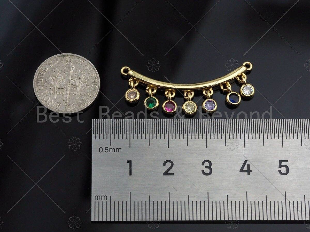 Rainbow CZ Round Rectangle Dangle Connector, CZ Micro Pave Pendant, Necklace Pendant, 13x36mm, sku#JL02