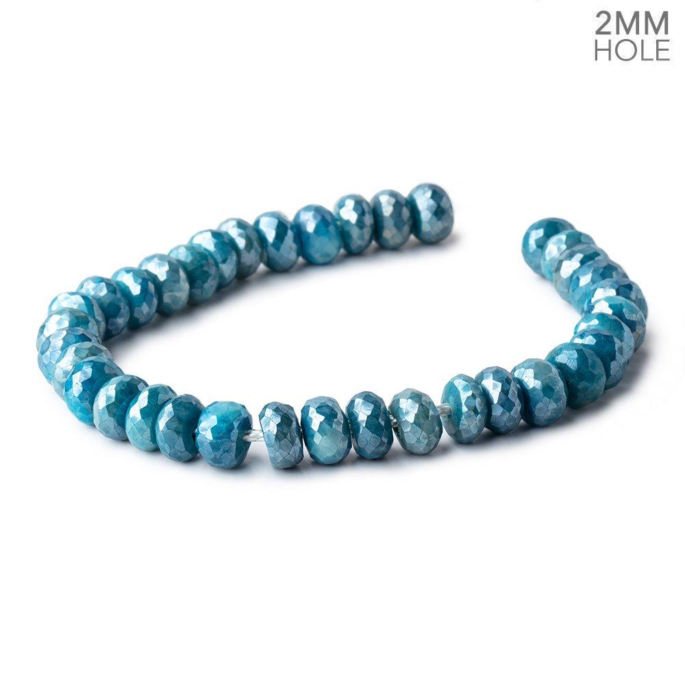 8mm Mystic Aqua Moonstone 2mm Large Hole Faceted Rondelles 8 inch 34 Beads
