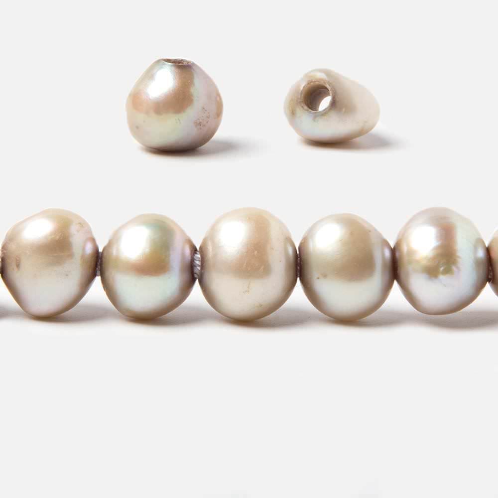 8.5x9.5-11x9.5mm Beige Silver Baroque 2.5mm large hole Pearls 15 in. 44 pcs