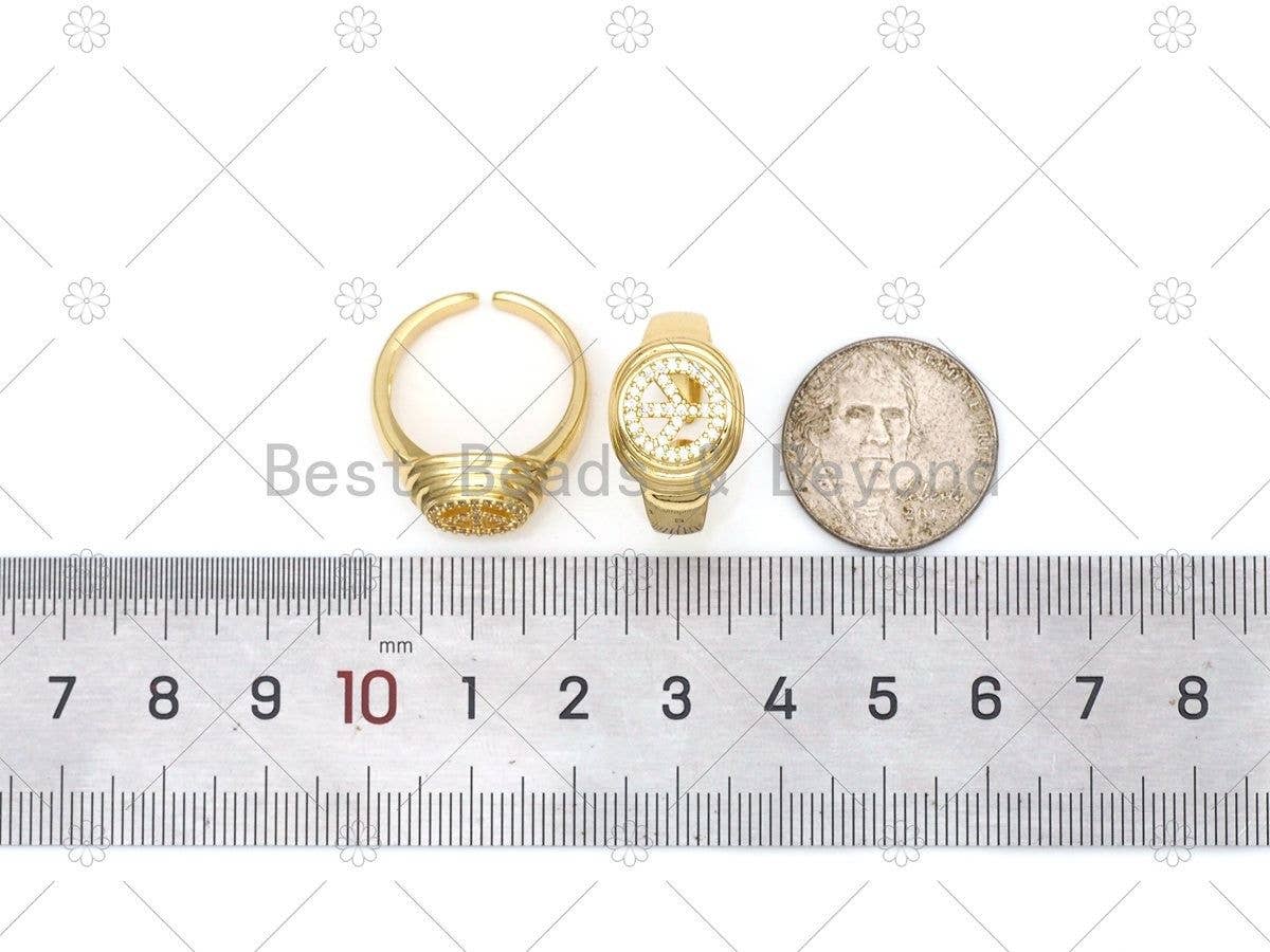 CZ Peace Sign Adjustable Ring, Sku#X277