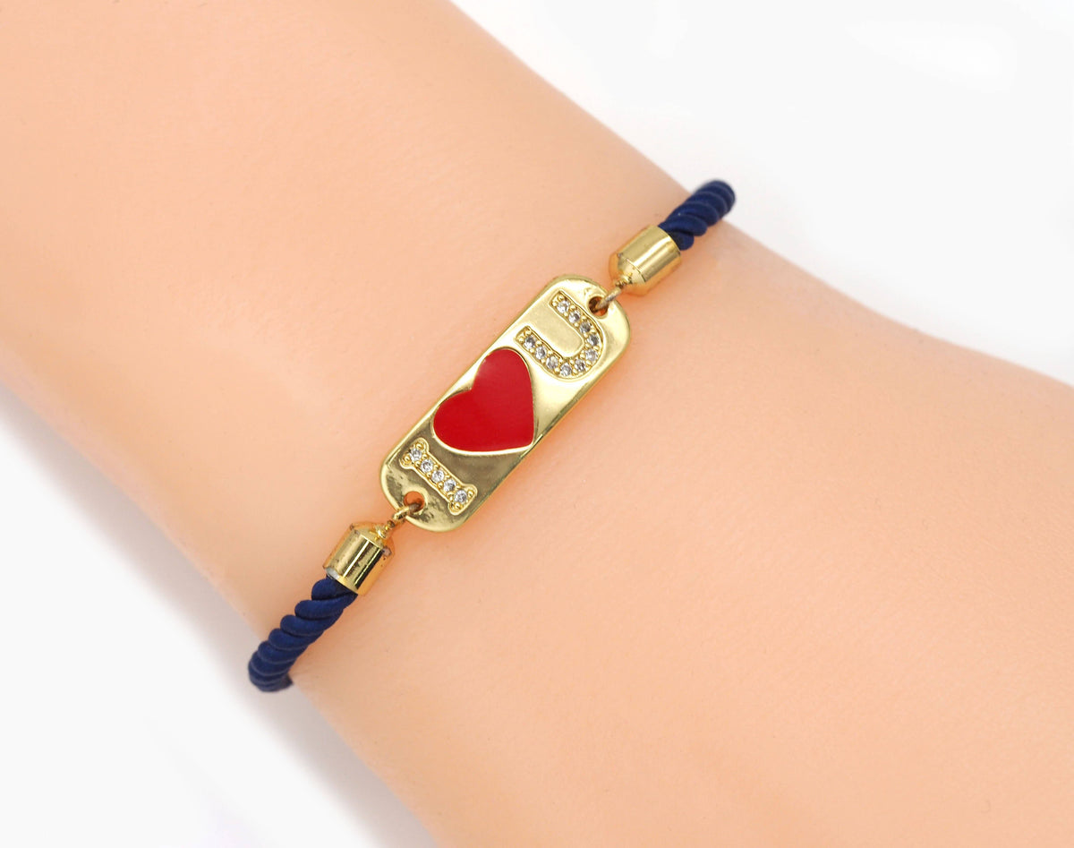 CZ Enamel I Love You Heart Charm, Sku#LD222