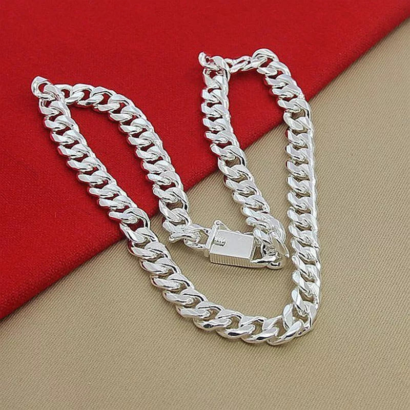 Silver-Plated Square Clasp Side-Chain Punk Hip-Hop Rock Necklace