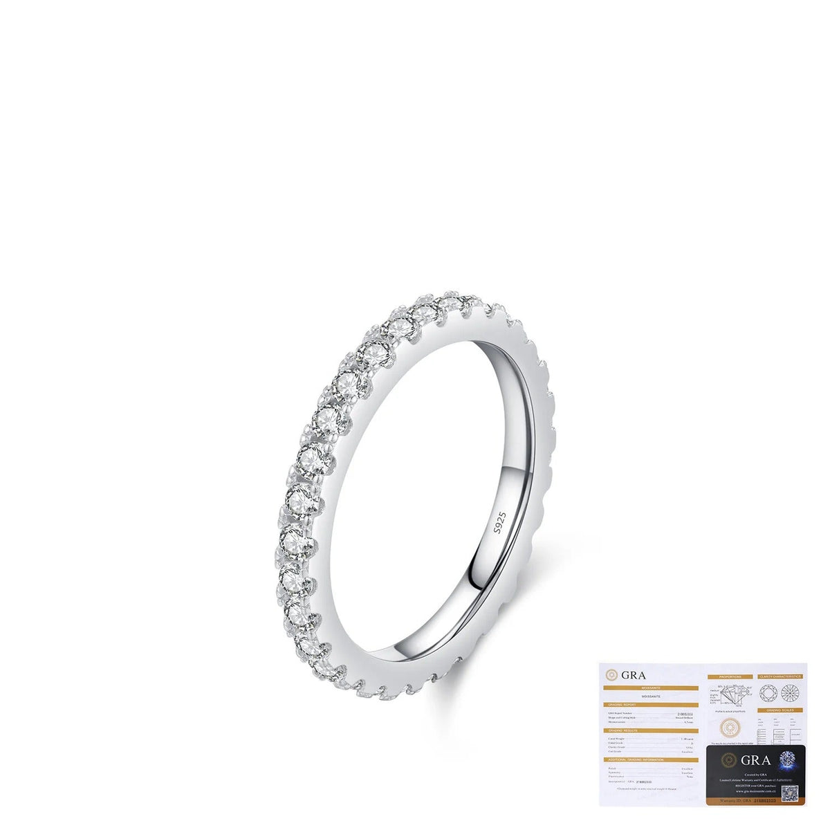 Geometric D-Color VVS1 Moissanite-Pavé Band Engagement Ring in Sterling Silver – Modern Statement Ring for Index Finger