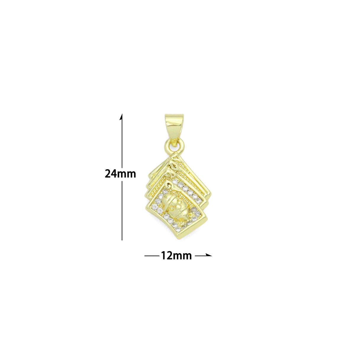 Clear CZ Gold FACE Book Charm Pendant, Sku#LK1203
