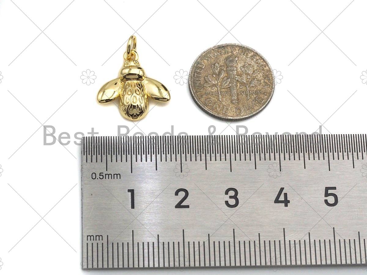 Bee Shape Pendant/Charm, Bee Cubic Zirconia Pendant, Silver/Gold Tone,15x16mm,Sku#L317