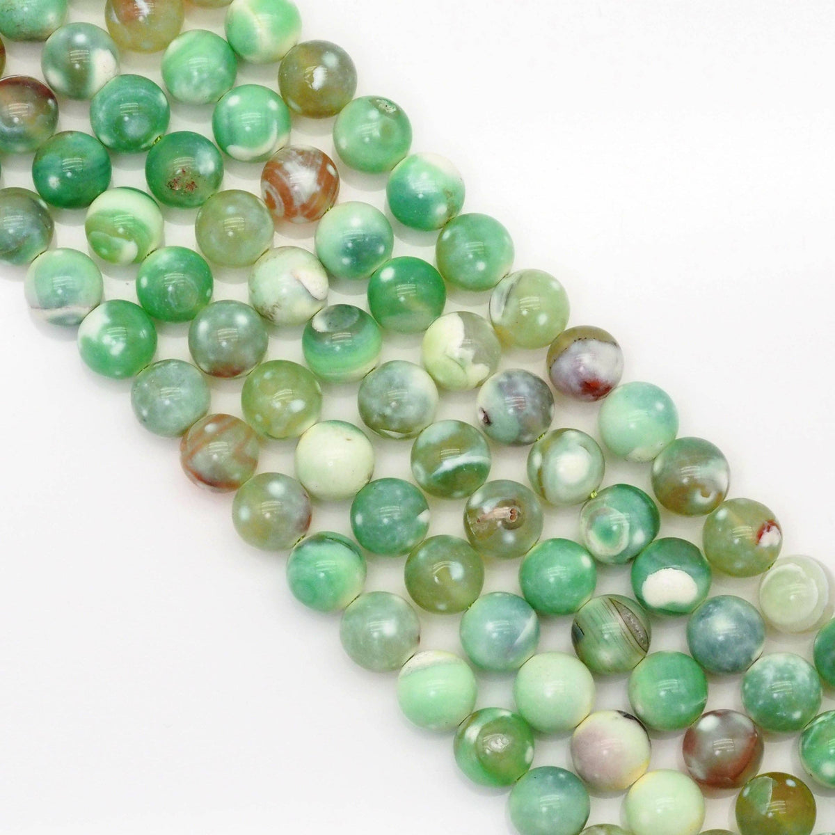 Prehnite Color Banded Agate Round Smooth Beads, Sku#U1719