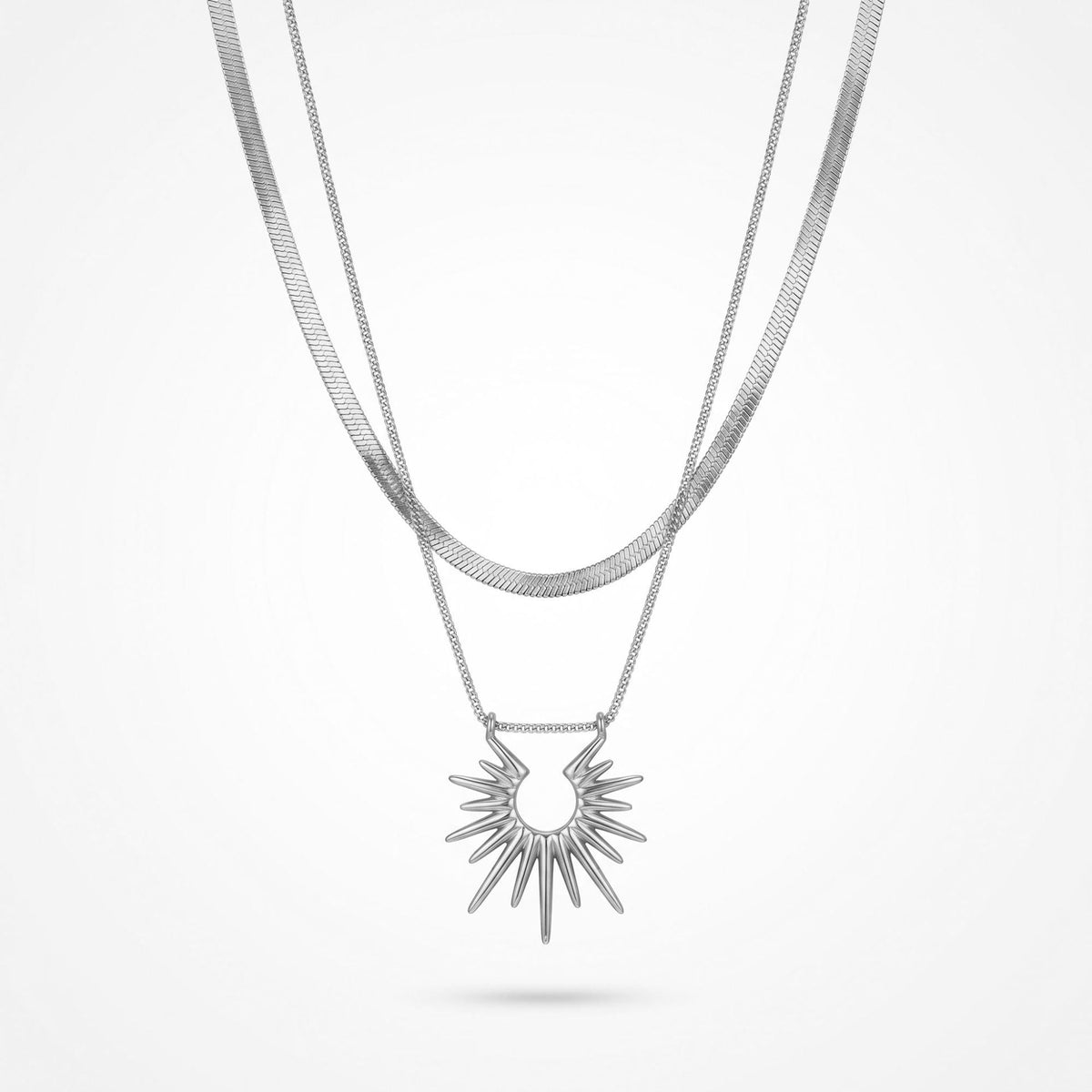 Double Layer Sun God Snake Bone Necklace For Women, Niche Accessory Cool Minimalist Vibe Versatile Stackable Choker Collarbone Chain