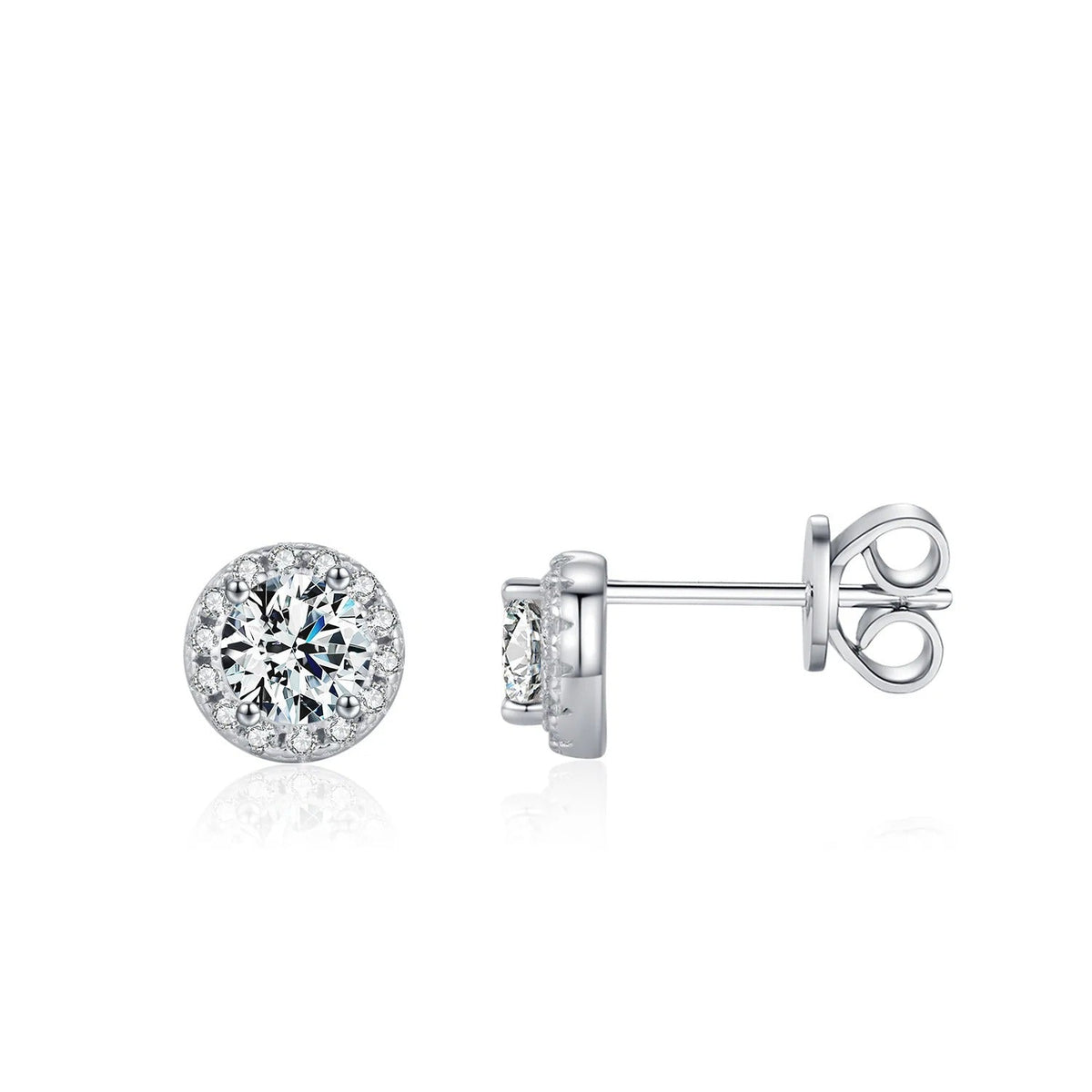Heart, Teardrop, Square & Round D-Color VVS1 Moissanite Stud Earrings in Sterling Silver