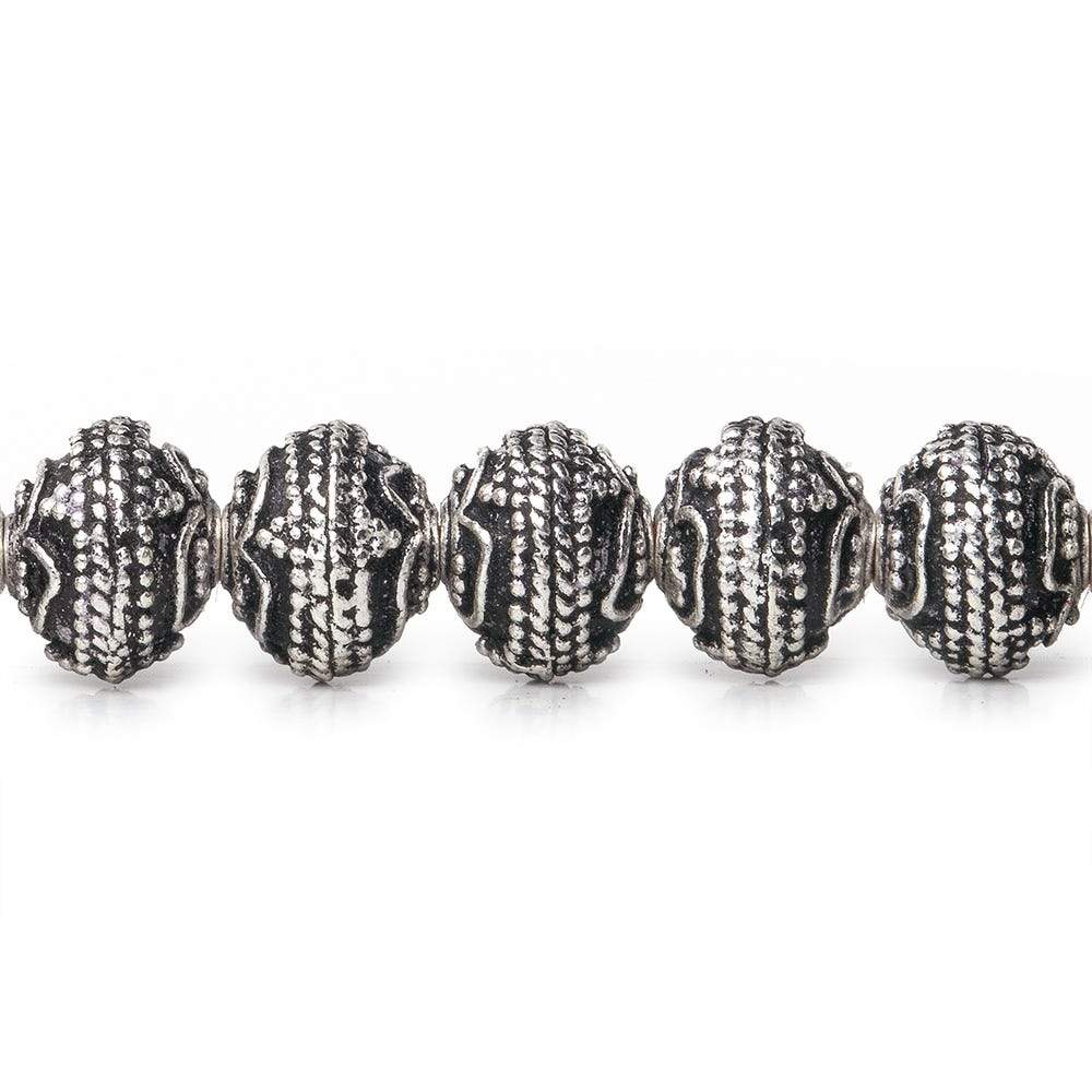 8mm Antiqued Sterling Silver Plated Copper Bead Roval, Four Leaf Tip 8 inch 28 pieces