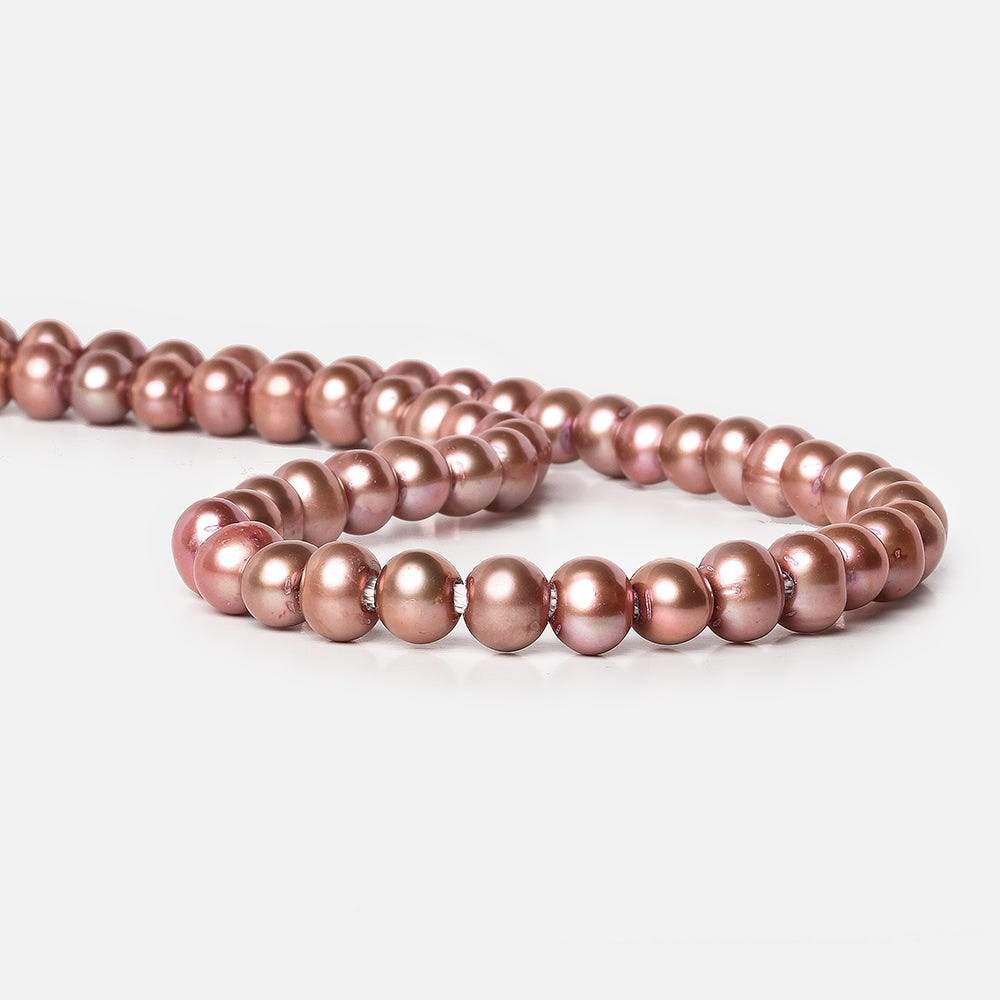 8x7-9x8mm Rose Sangria Off Round Large Hole Freshwater Pearl 15 inch 55 pieces
