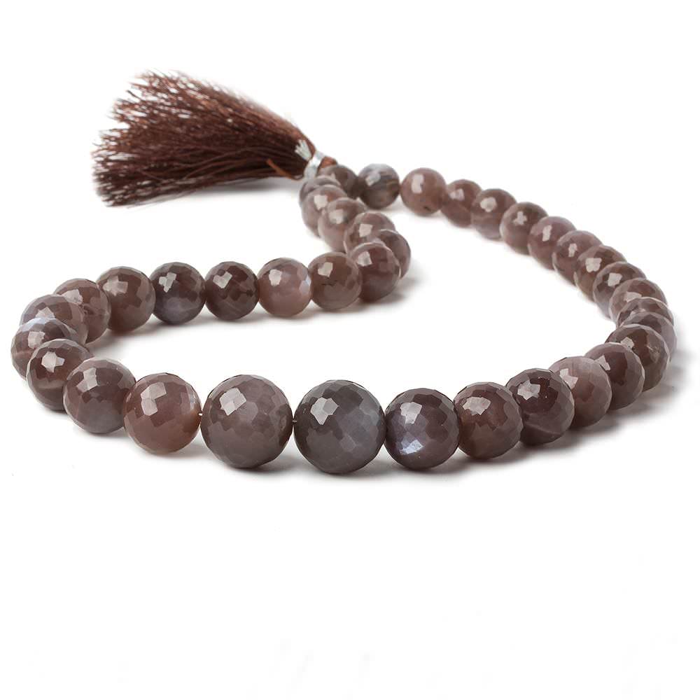 9-14mm Chocolate Moonstone faceted round beads 16 inch 38 pieces