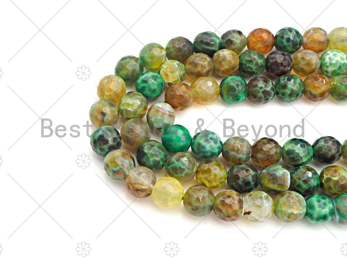 Natural Green Fire Agate Beads, 8mm/10mm/12mm Green Fire Agate, 15.5" Full Strand, Sku#UA102
